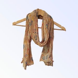 Lightweight floral print crinkle scarf